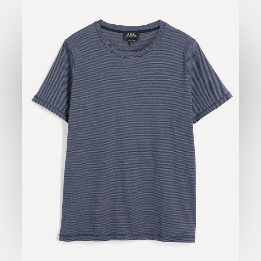 NWT A.P.C.Aymeric Navy/White Micro Striped T-Shirt Men's Size S